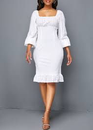 Square Collar Three Quarter Sleeve White Dress Rotita Com Usd 34 42 White Sheath Dress Three Quarter Sleeve Dresses Dresses