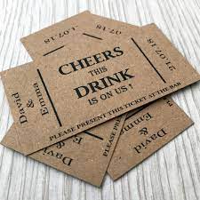 Wedding Drink Voucher Tickets Personalised Brown Kraft Coupon Etsy Wedding Drink Tickets Drink Ticket Wedding Coupons