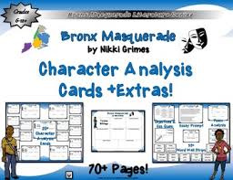 Bronx Masquerade By Nikki Grimes Character Analysis Cards