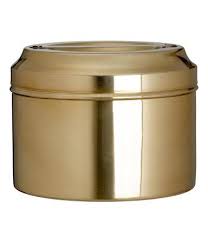 Decorative metal box with lid. Round Metal Gold Decorative Box With Lid