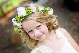 Corsage Boutineers And Flower Girls Flower Girl Hair Wreath Flower Girl Hairstyles Flower Crown Hairstyle Flower Girl Hair Wreath