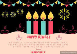It looks like real and everyone will love it. Create Happy Diwali Greeting Card With Your Name Online Tool Card Codez Name On Greeting Cards