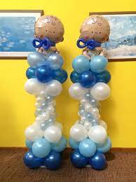 Baby Boy Balloon Column Baby Boy Balloons Baby Shower Balloons Baby Shower Balloon Decorations