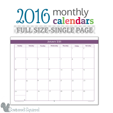 2016 Monthly Calendar Printables Full Size Edition Monthly Calendar Printable Calendar Printables Monthly Calendar