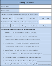 Teaching Evaluation Form Sample Forms
