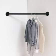 Portant Barre D Angle Mural Bliska Finition Indus Tringle Vetement Porte Vetement Chambre Etagere Vetement