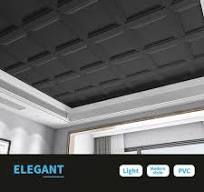 Art3dwallpanels Black 2 ft. x 2 ft. Decorative Square Drop Ceiling Tile,  Lay-In PVC Ceiling Panels (48 sq.ft./Case) A109hd15BK