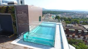 Semi Inground Swimming Pool Glass Stainless Steel Custom Excelsior Piscines Carre Bleu Swimming Pools Swimming Pools Inground Glass Pool