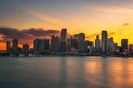 Miami sunset skyline 01 (stock footage). Sunset Above Downtown Miami Skyline And Biscayne Bay Photograph By Miroslav Liska