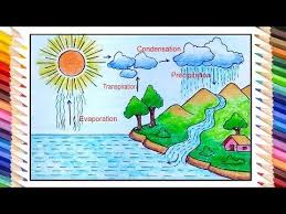 How To Draw Water Cycle Easy Youtube Cycle Painting Cycle Drawing Cartoon Drawing For Kids