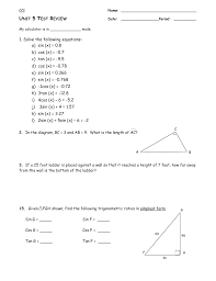 Unit 7 trigonometry test answers. Unit 5 Test Review Trigonometry