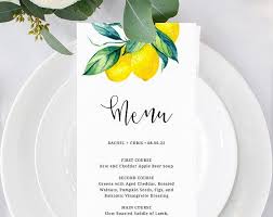 I'm excited to share a new, free printable with you. Lemon Wedding Menu Printable Citrus Wedding Menu Card Italy Etsy Diy Wedding Menu Wedding Menu Template Wedding Menu Cards