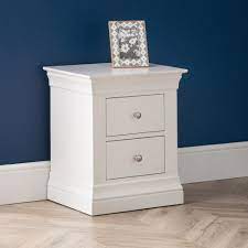 Slim, very narrow, max 20cm wide, cheap, affordable baskets, trunks, unique, with drawers. Clermont White Wooden 2 Drawer Bedside Table