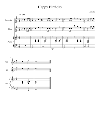 Free flute sheet music for happy birthday with backing tracks to play along. Happy Birthday Sheet Music For Piano Flute Recorder Mixed Trio Musescore Com