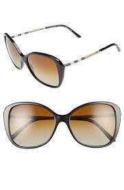 Burberry Gradient Check Square Butterfly Sunglasses In Black Modesens