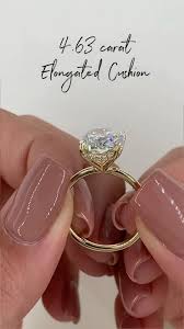 4 63 Carat Cushion Diamond Ringelongated Cushion Ring Etsy Video Beautiful Engagement Rings Radiant Engagement Rings Diamond Rings