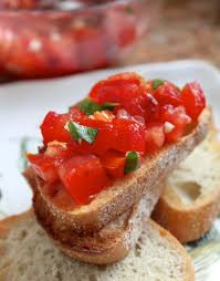 Bruschetta Fresh Tomato Basil Garlic Olive Oil Toasted Bread Baguette Recipe Correct Pronunciation Authentic Italian In 2020 Cooking Recipes Recipes Italian Recipes