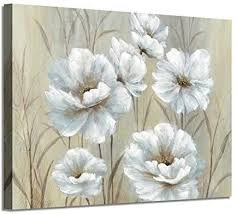 Amazon Com Wall Art Botanical Pictures Painting White Lily Bouquet Of Flowers Oil Painting Floral Artwork On Wr Peonies Artwork Floral Painting Flower Canvas