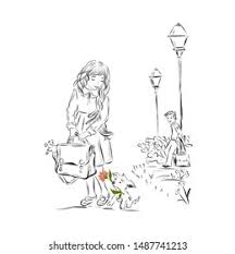 Find & download free graphic resources for schoolgirl. Coloring Page Schoolgirl Briefcase Go School Stock Vector Royalty Free 1487741213