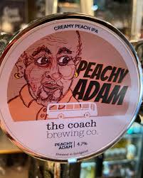 PEACHY ADAM 🍑 • This is our creamy, peach IPA coming in at 4.7% ABV,  hopped with Magnum & Centennial leaf hops and then dry hopped with Chinook  & Amarillo. • Adam