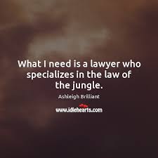 What I Need Is A Lawyer Who Specializes In The Law Of The Jungle Idlehearts