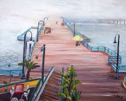 This spot is home to the pacific park amusement park, the santa monica pier aquarium, an array of shops and eateries, and plenty of street artists. Santa Monica Pier In Fog Painting By Lisa Goldfarb Saatchi Art