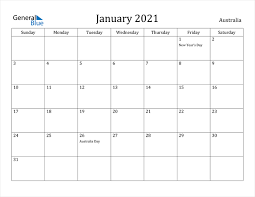 Free 2021 calendars that you can download, customize, and print. Australia January 2021 Calendar With Holidays