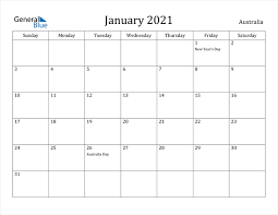 Please note that our 2021 calendar pages are for your personal use only we also have a 2021 two page calendar template for you! Australia January 2021 Calendar With Holidays