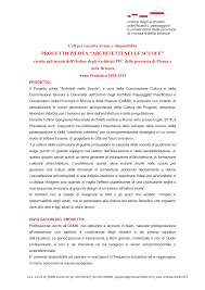 PROGETTO PILOTA “ARCHITETTI NELLE SCUOLE”