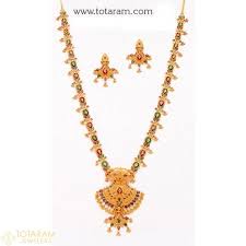 22k Rubies Emeralds Sets Indian Gold Jewellery Design Temple Jewelry Necklace Gold Necklace Set