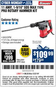 Bauer rotary hammer drill review with ultimate buying guide. Harbor Freight Tools Coupon Database Free Coupons 25 Percent Off Coupons Toolbox Coupons 11 Amp 1 9 16 Sds Max Type Pro Variable Speed Rotary Hammer Kit