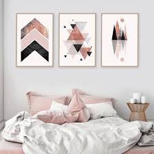 Black And Rose Gold Bedroom Furniture Set Of 3 Downloadable Geometric Prints In Blush Pink Black Grey Rose Gold Minimalist Mountains Scandinavian Modern Poster Trending Now Art Room Decor Bedroom Rose Gold Rose Gold Room Decor Rose