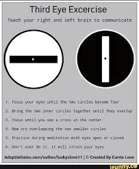 Third Eye Excercise Teach Your Right And Left Brain To Communicate 1 Focus Your Eyes Untl The Two Clrcles Become Four Z Bring The Two Mner Circles Together In 2020