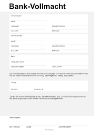 Beantworten sie einige fragen und ihr standarddokument wird automatisch erstellt. Bankvollmacht Einmalig Pdf Vorlage Zum Ausdrucken