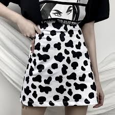 A black and white pattern based off the pattern found on holstein dairy cows. Y2k Skirts Woman Pleated Harajuku Kawaii Gothic Vintage Korean Cow Print 90s Aesthetic Grunge Egirl Midi Punk Cosplay Steampunk Skirts Aliexpress