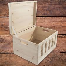 Each bin can hold up to 100 lbs. Large Wooden Decorative Storage Box W Lid And Handles Unpainted Chest Trunk 7625837705848 Ebay