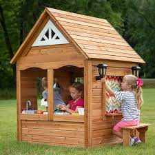 See more ideas about play houses, playhouse plan, playhouse plans. Backyard Discovery 6 57 X 4 34 Cedar Playhouse With Kitchen Reviews Wayfair