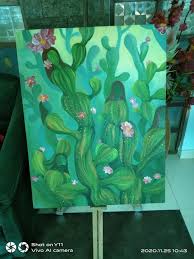 A great art project for kids and tweens that only i cut ours to 6 x 6 inches. Cactus Canvas Painting Reazis S Painting Paintings Prints Flowers Plants Trees Plants Cactus Cacti Artpal