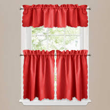 red kitchen curtains and valances