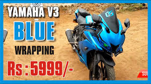 R15 v3 racing blue colour. Yamaha V3 Metallic Blue Wrapping Stickers V3 Modification In Erode Xtremz Youtube