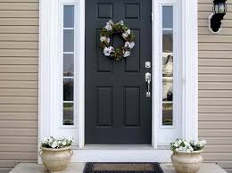 Black Front Door Matte With Beige Siding Best Front Door Colors Painted Front Doors Exterior Doors