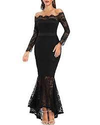 Lalagen Women S Floral Lace Long Sleeve Off Shoulder Wedding Mermaid Dress Off Shoulder Mermaid Dress Long Sleeve Lace Floral Lace Maxi Dress