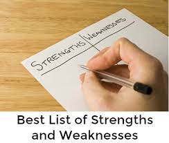 Equally important as knowing your personal strengths is knowing your personal weaknesses. List Of Strengths And Weaknesses