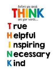 think before you speak acronym poster rainbow think before you speak creativity quotes acronym words