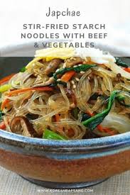 Japchae Korean Stir Fried Glass Noodles Korean Bapsang Recipe Korean Stir Fry Japchae Recipes