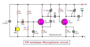 Fm Wireless Microphone Circuit Diagram Eleccircuit Com Circuit Diagram Microphone Circuit