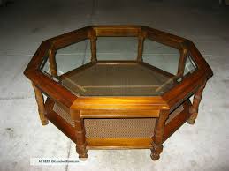 Vintage Danish Modern Octagon Glass Coffee Table Cane Mid Century Modern Glass Coffee Table Makeover Octagonal Coffee Table Refurbished Coffee Tables