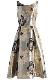 Magnificent Peony Jacquard Prom Dress Brown Cocktail Dresses Metallic Prom Dresses Floral Party Dress