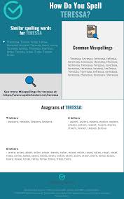 Enter up to 15 letters, use ? Correct Spelling For Teressa Infographic Spellchecker Net