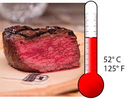 Degrees Of Doness Rare 125 F 52 C Cool Red Center Rare Steak How To Cook Steak Cooking Pork Tenderloin